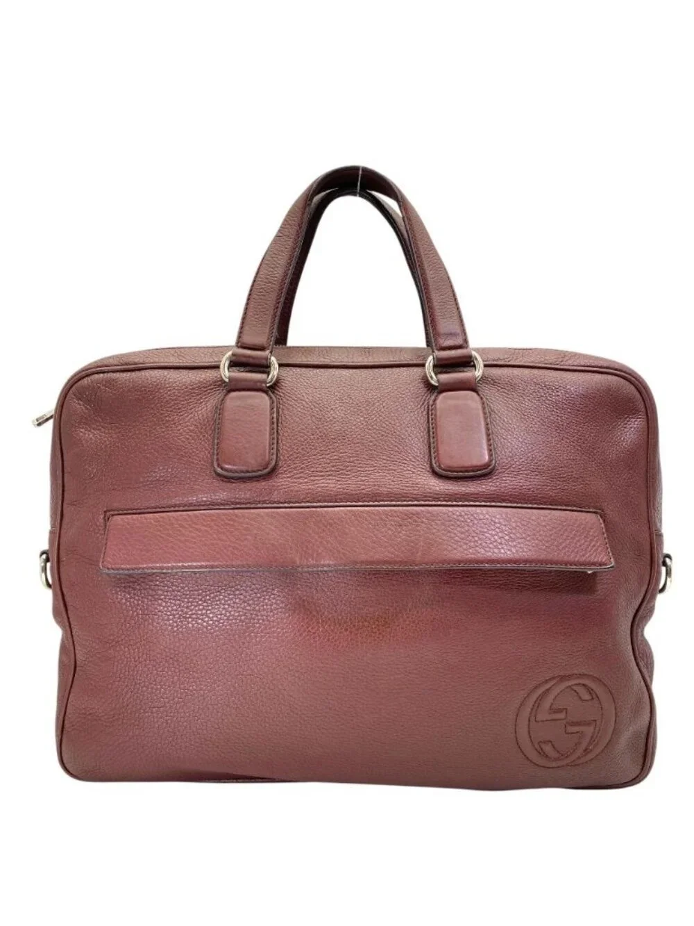 Gucci Soho Business Briefcase Handbag Interlocking Leather Bordeaux Document